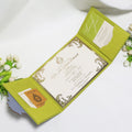 Luxury Door Style Green Velvet Hardcover Wedding Invitation Gold Foil Pocket Custom Logo Invitation Card Design