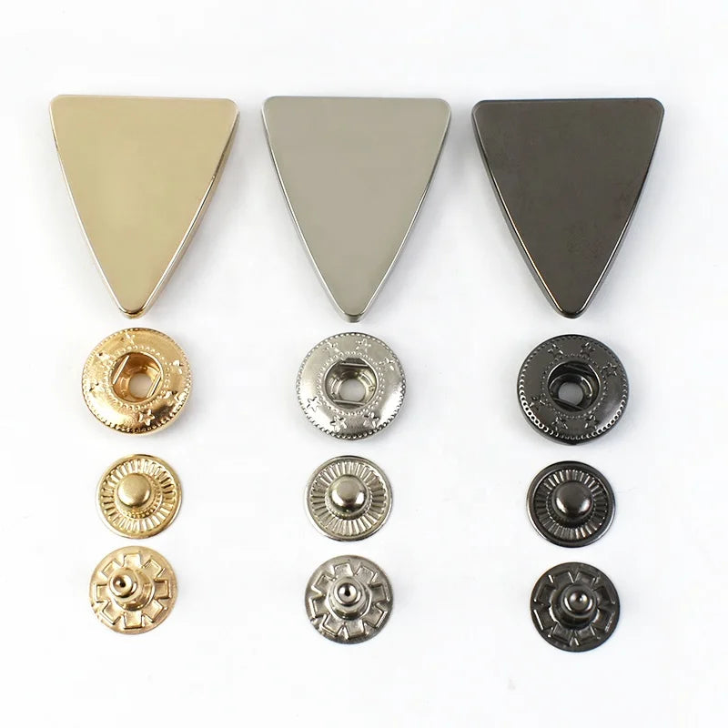 MeeTee KY529 Garment Hardware Accessories DIY Handmade Decorative Snap Fastener Down Coat Button Zinc Alloy Triangle Snap Button