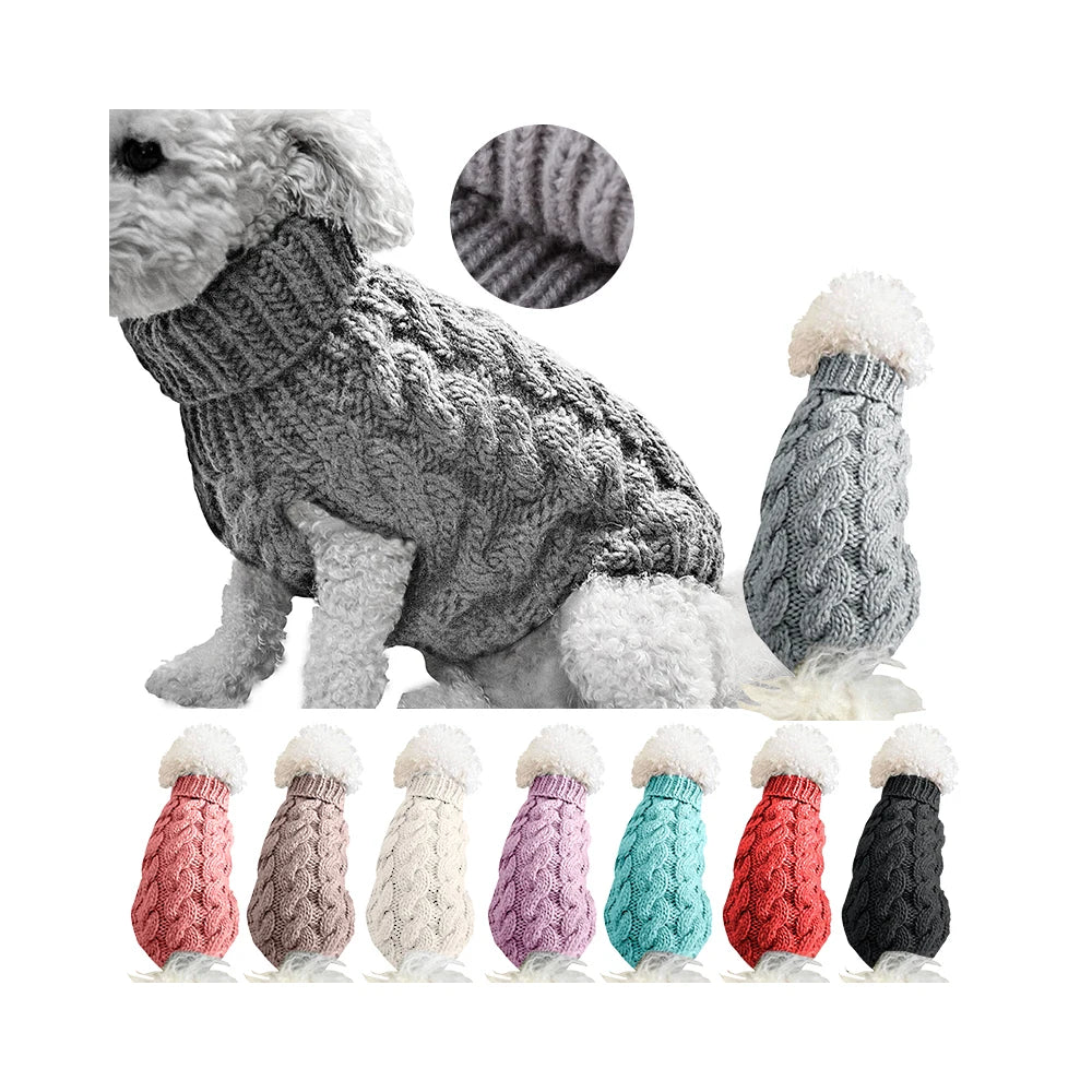 Warm Dog Cat Sweater Clothing Winter Turtleneck Knitted Pet Cat Puppy Clothes Costume for Small Dogs Cats Chihuahua Outfit Vest