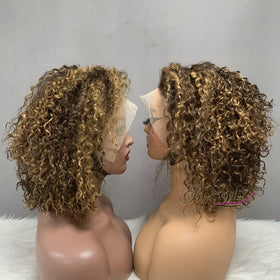 Wholesale Cheaper Ladies Hair Wig100% Human Hair 12A Grade Jerry Curly WigBig Frontal Transparent Lace Wig Curly