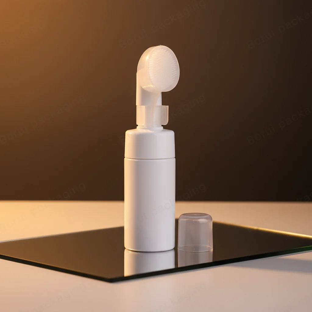 PET 100ml/120ml/200ml Foam Soap & Skin Care Serum Shampoo Plastic Foam Pump Bottle with Silicone Brush