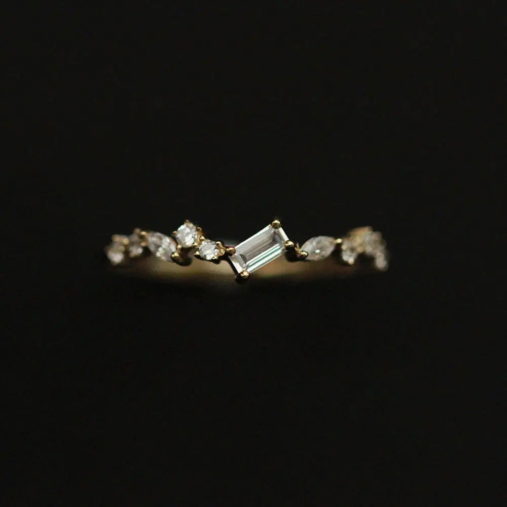 Pure 925 Sterling Silver Real Gold Plated Luxury Classical Shiny Zircon Diamond Engagement Rings for Women Jewelry