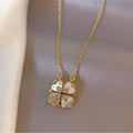 Hot Sale Heart Shell Foldable Clavicle Chain Necklace Stainless Steel Magnetic Four Leaf Clover Pendant Necklace