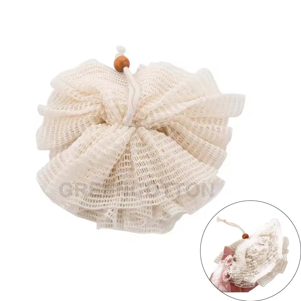 Custom Logo Natural Ramie Bath Puff - Eco-Friendly for Deep Exfoliation and Gentle Cleansing Durable Quick-Foaming