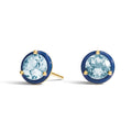 18K Gold Plated Aquamarine Halo Enamel Stud Earrings for Women Hypoallergenic Custom Jewelry Gift with CZ Stone
