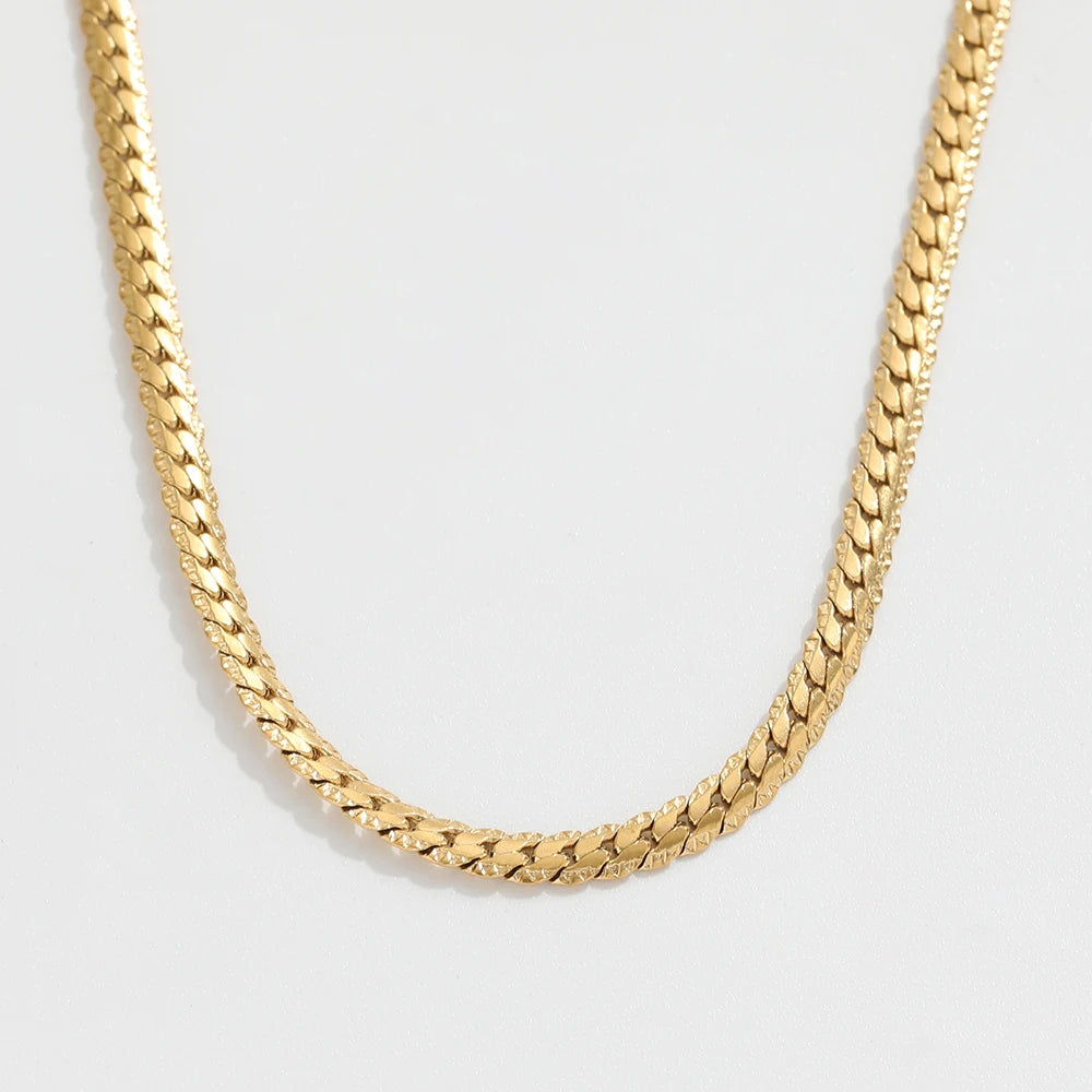 Joolim 18k Gold Plated PVD  Herringbone Chain Choker Necklace Stainless Steel Necklace