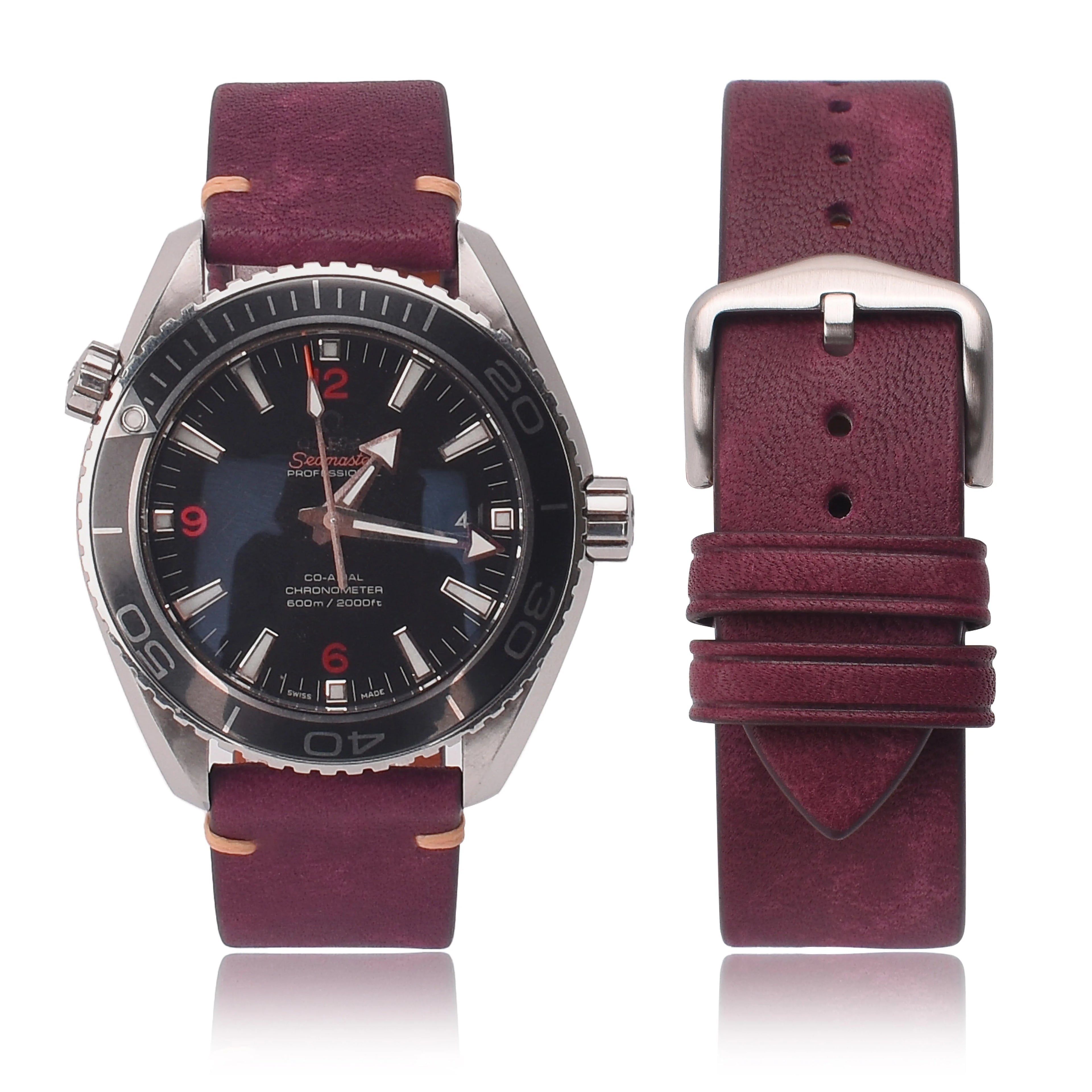 He Qi Self Design Leather Watch Bands Top Grain Leather Watch Straps Brown Black Colour Width 20mm 22mm