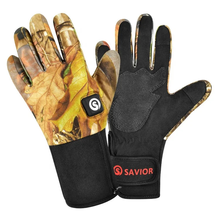 Savior Outdoor Hunting Camo Polyester 7.4V 2200Mah Rechargeable Battery Heated Gloves