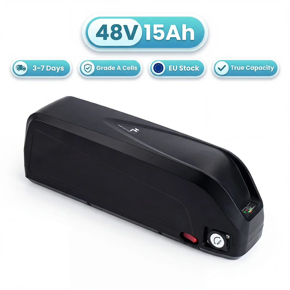 Germany Warehouse 48V 15Ah Electric Bicycle Lithium Battery 3000mAh China Cells with 30A Smart BMS 2A XT60 Output