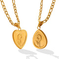 INS Fashion Collar Chain Necklace Love Heart Oval Water Drop Rose Pendant Stainless Steel Jewelry Necklace