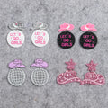Wholesale New Hip Hop Personality Western Cowgirl Cool Glitter Hat Round Disco Ball Romantic Star Let's Go Acrylic Drop Earrings