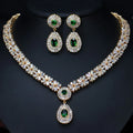 Luxury Dubai Gold Jewelry Set Big Zirconia Wedding Earrings Bracelet Handmade Necklace Bridal Jewelry Sets for Party Gift