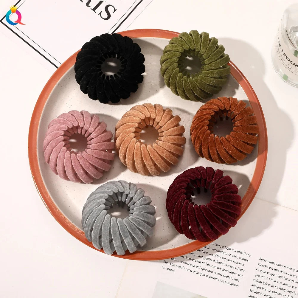 Velvet Coated Bird Nest Bun Maker Woman's Hair Claw Ponytail Holder Hairgrip for Daily Use