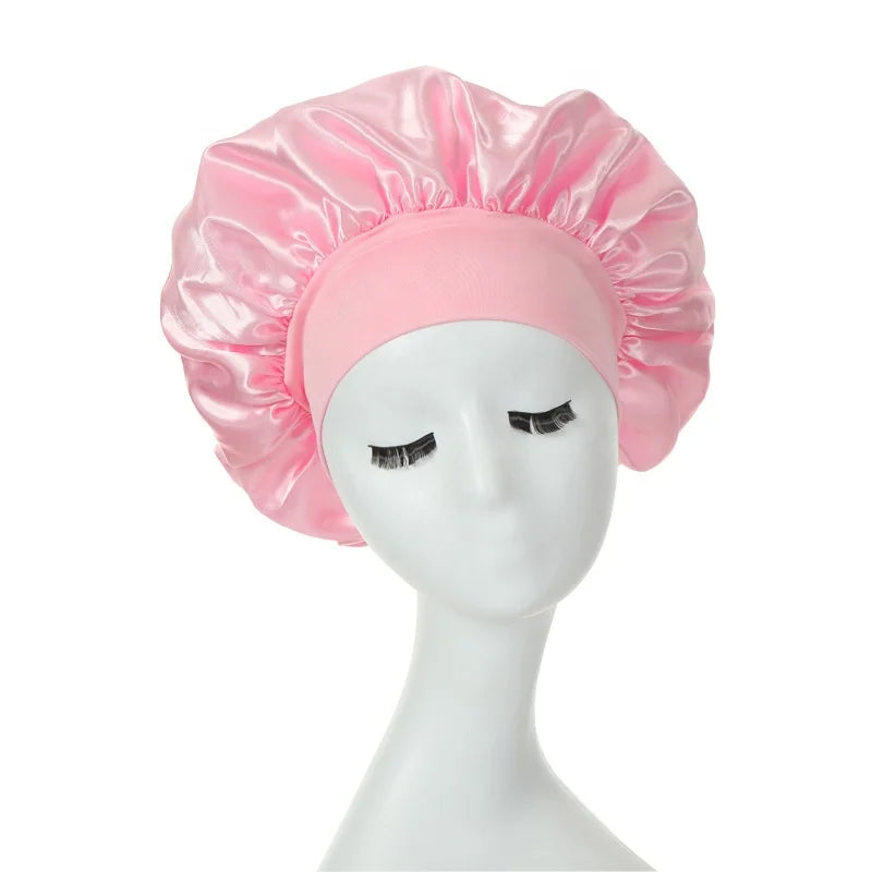 Wholesale Women Satin Night Sleep Hats Shower Hats Elastic Band Satin Bonnet