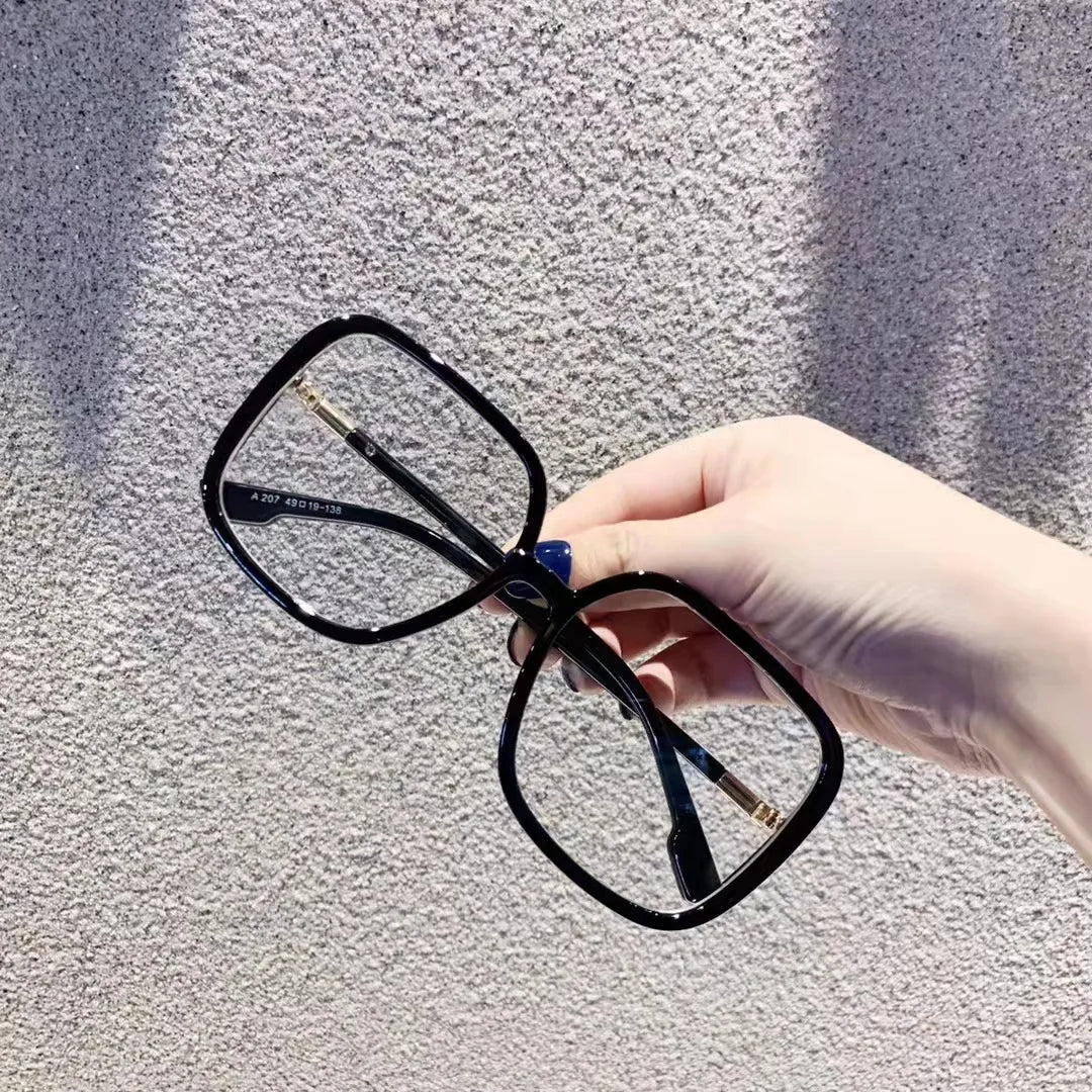 Men Women Anti Bue Light Glasses Frame Vintage Large Square Eyeglasses Blocking Blue Light Oversized Spectacles Frames