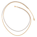 J&D 18k Gold Plated Women Two-Tone Stainless Steel Flattened Chain Necklace Trendy Multi-Layer Diamond