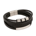Hot Selling Stainless Steel Charm Braided Genuine Leather Bracelet for Men Jewelry