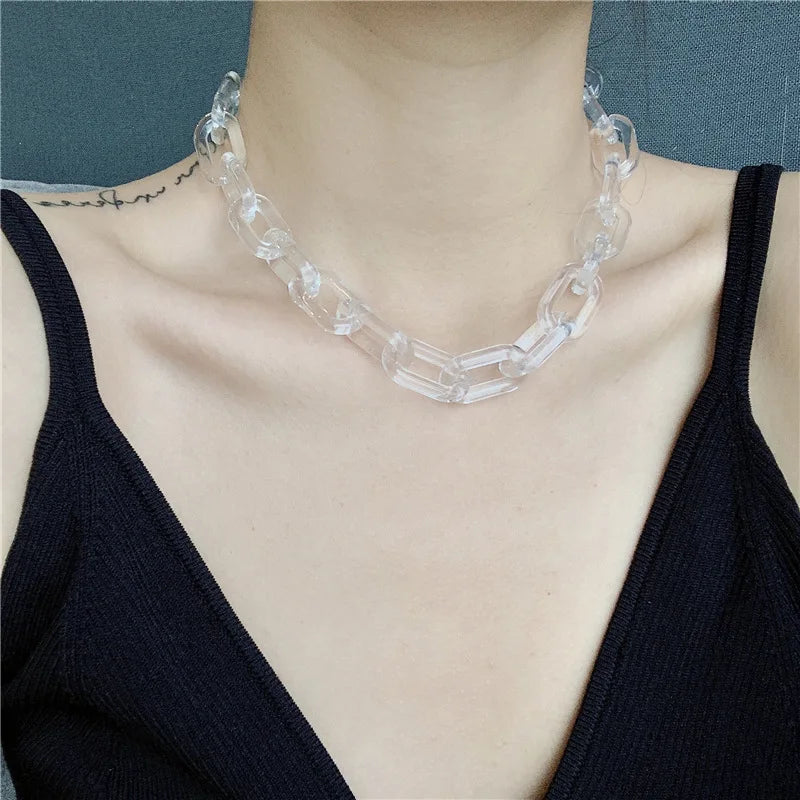 Frosted Plastic Chain Hip-hop Transparent Cool Wind Collar Collbone Chain Necklace Unisex Jewelry Accessories Anniversary