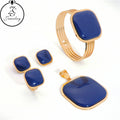 Women's Fashion Jewelry Set Stainless Steel African Earrings Bracelet Ring Set for Wedding and Party