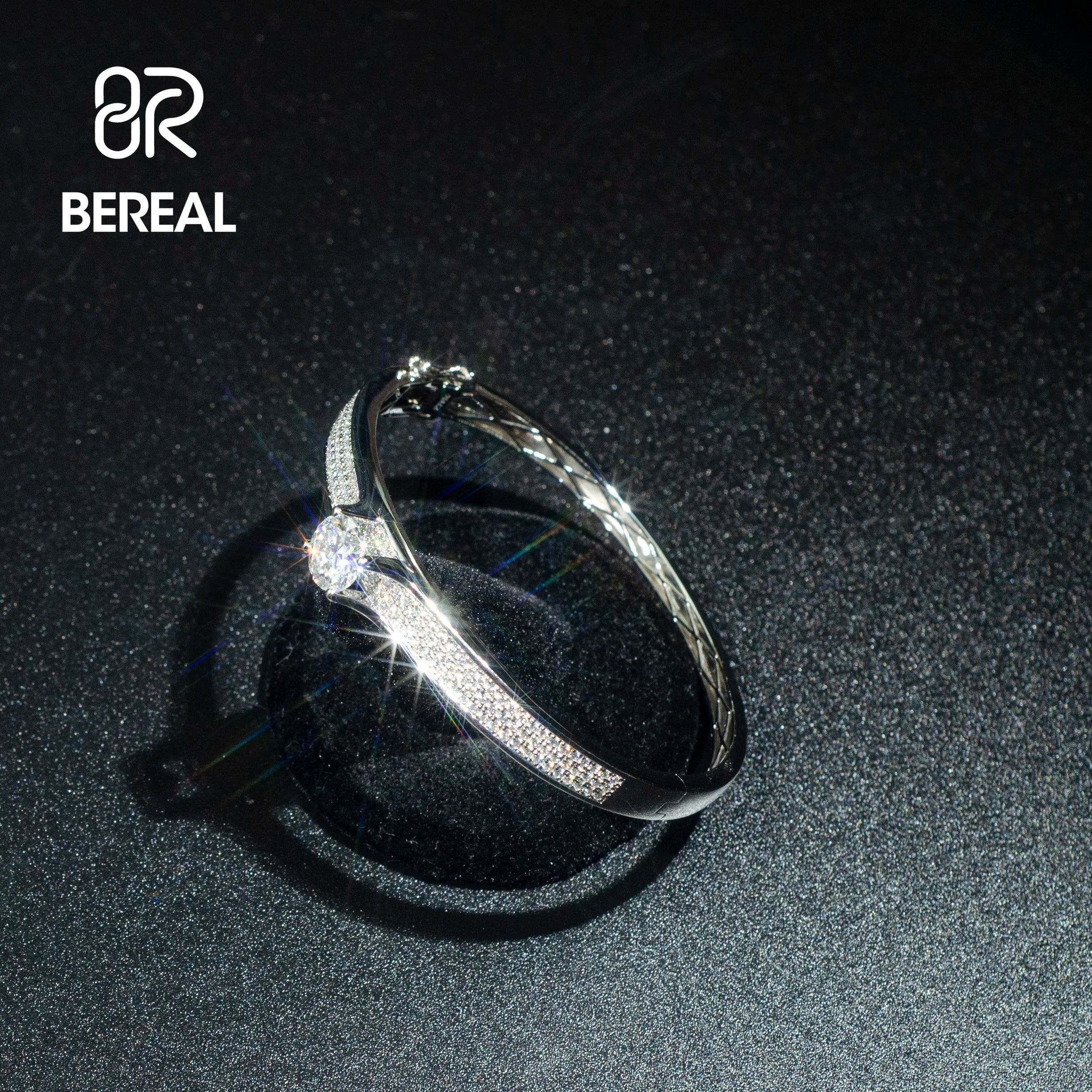 Custom Lab Grown Diamond Bangle Pass Diamond Test Iced Out Round Brilliant Cut 10K 14K 18K Gold Bangle Charms