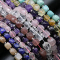 Natural Stone Beads 10mm Square Faceted Beads Amethyst Rose Quartz Amazonite Cube Gemstone Loose Beads for Jewelry Making