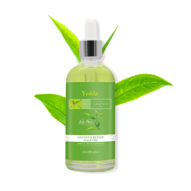 Yedda Organic Vegan 100ml Tea Tree Hair Growth Oil Natural Herbal Soothes Itchy Dry Scalp Hydrates Detangles Nourishes
