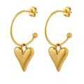 2025 Trendy 18K PVD Real Gold Plated Heart Drop Earrings Water Resistant 316L Stainless Steel Unisex Low MOQ Fashion Jewelry