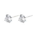 Minimalist Cute Heart Shaped Gold Plated 925 Sterling Silver Stud Earrings with Claw Set Zircon for Women Anniversary Fashion