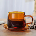 Heat Resistant Borosilicate Colored Glass Drinking Glass Coffee Mug 300ml Glass Coffee Cup  With Saucer