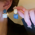 New Design Personalized Irregular Square Oval Earrings