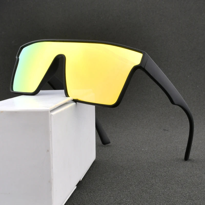 2024 New Fashion Coating Lens Outdoor Uv400 Golf Eyewear One Piece Colorful Lens Sports Sunglasses Men