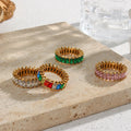 High End Aaa Zirconia Pave Rings for Women Non Tarnish Baguette 18k Gold Plated Stainless Steel Rings Gold Jewelry