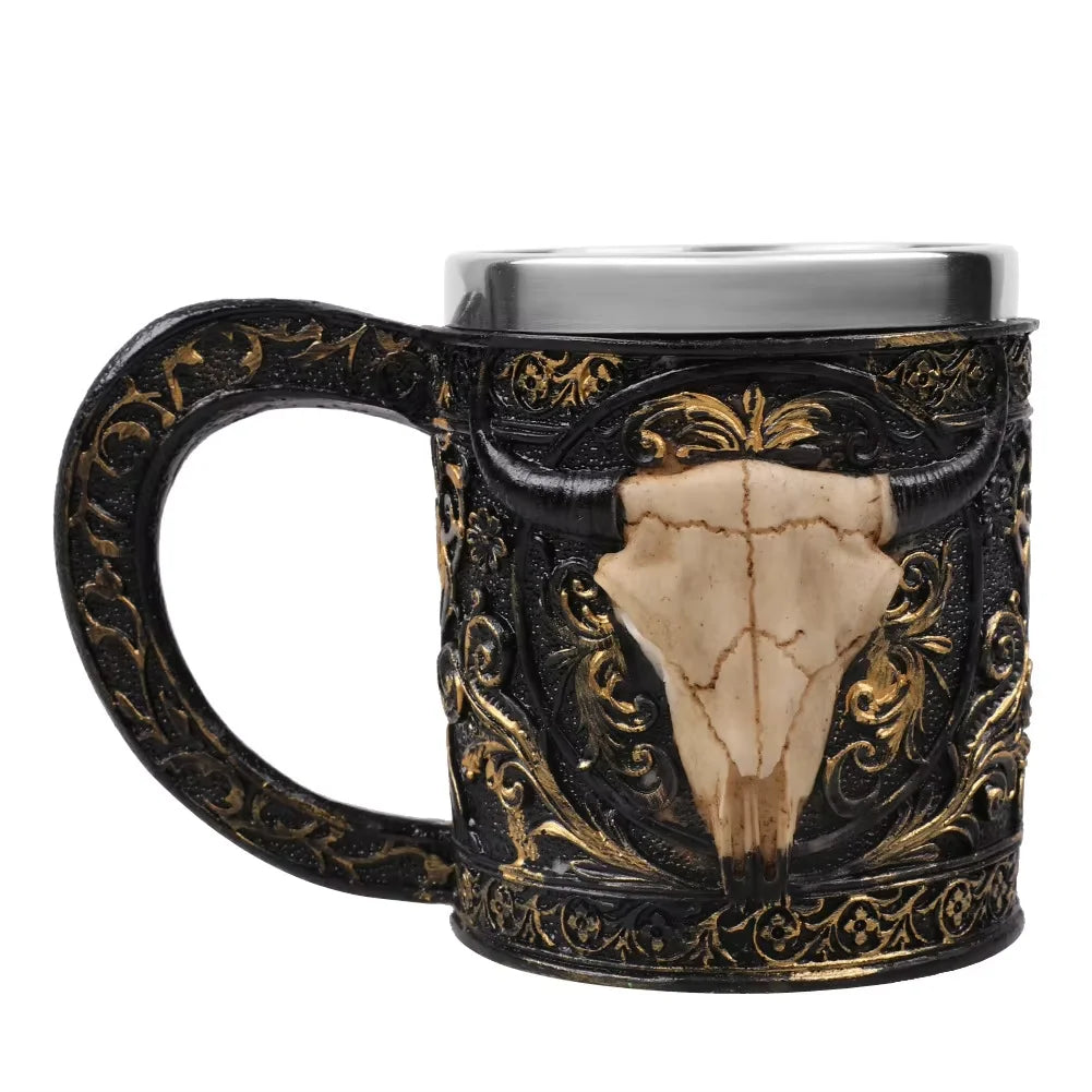 European Medieval Barrel-shaped Oktoberfest Beer Mug WJA07 Cow Horn Resin Coffee Cup Water Wine Milk Drinking Gift