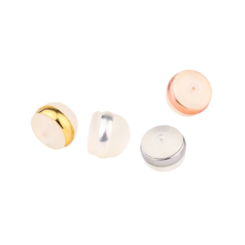 Stainless Steel Ring Earring Backs Earring Locks Jewelry Accessories Hamburger Shaped Silicone Earring Findings Earrings Round