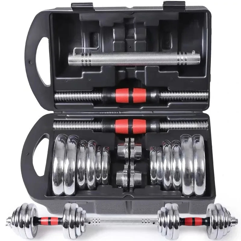Factory Supply Boxed Iron & Rubber Coated Adjustable Dumbbell Barbell Set 15-20kg Household Fitness Equipment