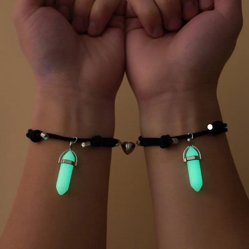 Luminous Magnetic Bracelet of Eternal Love Adjustable Long Distance Hexagonal Bracelets for Couple Mutual Bracelets