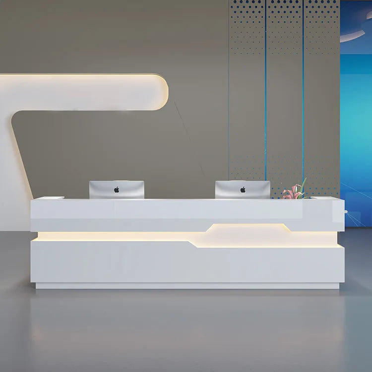 QTZ53 Modern Custom Size Simple Design Hotel Front Desk White Reception Table Counter Desk