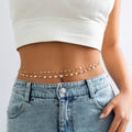 Ladies Fancy Sexy Alloy Metal Belly Chain Rhinestone Beads Chemical Gold Plated Paved Charm Woman Belly Waist Chain 68+25cm
