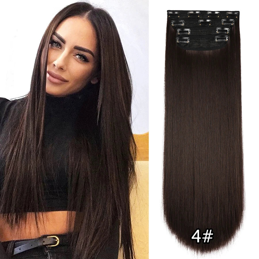 Cheap Clip in Hair Virgin Raw Synthetic 11 Clips Long Straight Invisible Seamless Clip in Hair Extension