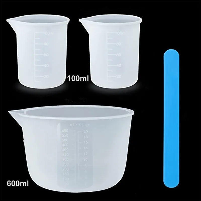 Resin Silicone Measuring Cups 600ml/20oz Resin Mixing/100ml Measuring Cups Silicone Stir Sticks for Jewelry Making