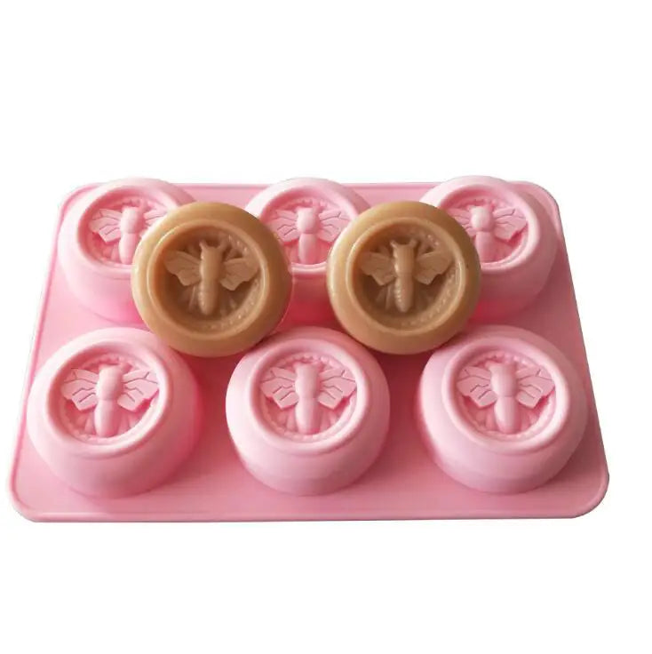 HY 6 Cavity Bee Honeycomb Round Soap Mold