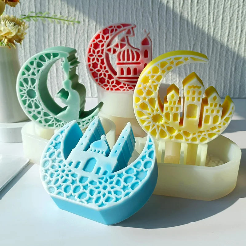 J10-353 Cross-border Moon Candle Silicone Mold Diy Relief Moon Aromatherapy Plaster Decorations Ornaments Abrasive Stock