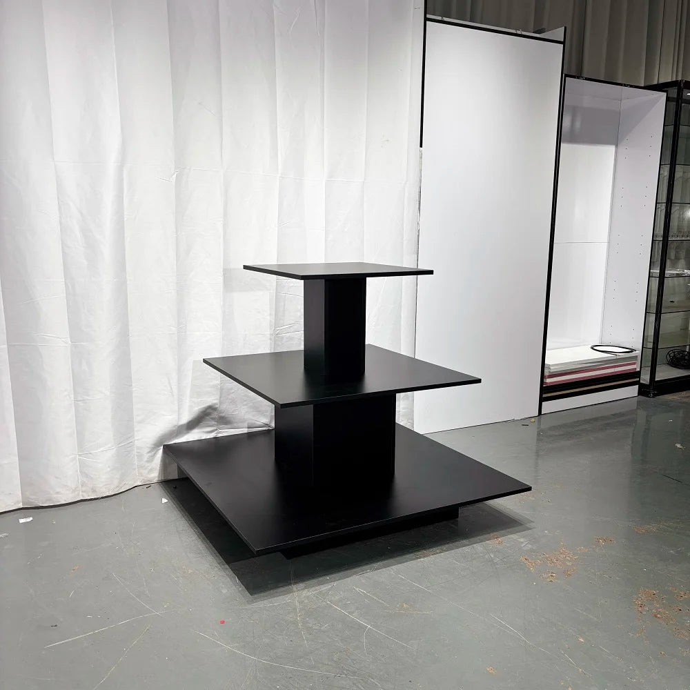 Keway 3 Tier Square Table Display Melamine Square Table in Black