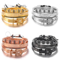 Hot Sale Luxury Gold Cz Crown Charm Titanium Bracelet Cross Roman Numeral Stainless Steel Bracelet Set for Gift