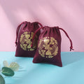 10x15cm Flannel Jewelry Pouches Burgundy Jewelry Packaging Velvet Drawstring Gift Bag for Wedding Party