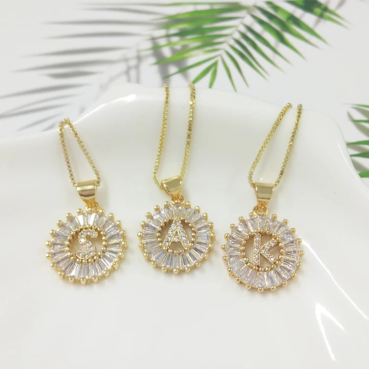 Wholesale Cubic Zircon Initial Charm Necklace 26 Alphabet Necklace for Women MegaBDM
