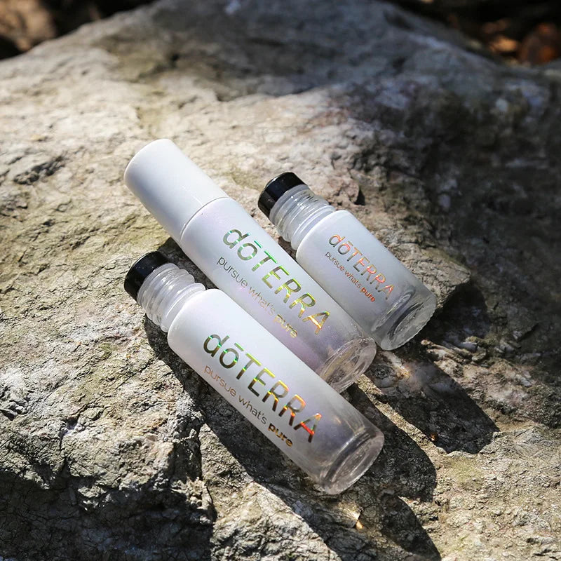 Luxury Gradient White Bamboo Roll on Ball Frosted Clear Glass Essential Oil Perfume Sprayer Roller Bottle