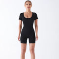 2025 New High Quality Breathable Double Layer Bra Short Sleeved Fitness Yoga Jumpsuit Shapewear for Women Seamless Spandex