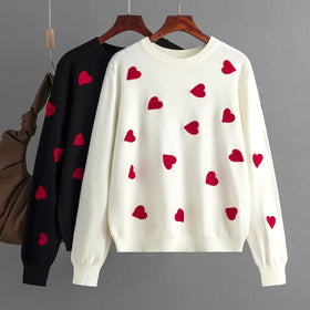 Autumn and Winter Valentine's Day Love Pullover Women's Knitwear Women's Large Loose Sweater