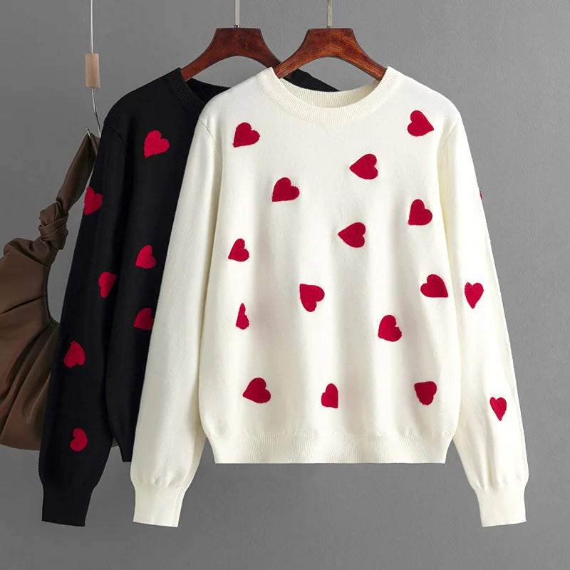Autumn and Winter Valentine's Day Love Pullover Women's Knitwear Women's Large Loose Sweater